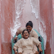 Two women on a water slide in the southern Indian state of Andhra Pradesh.